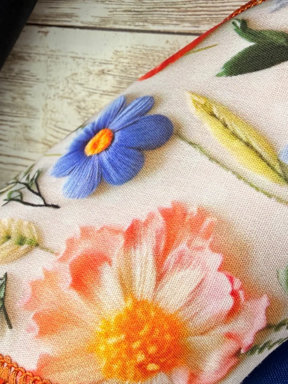Blue, Orange & Black Floral Gift Bow - Decorative Party Ribbon
